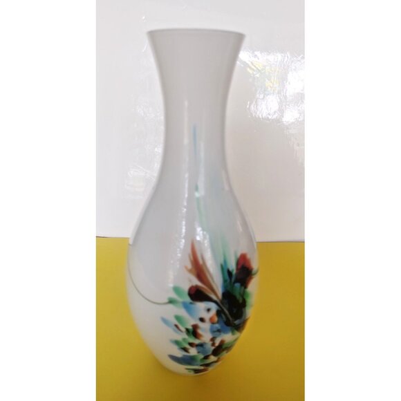 Hand Blown Italian Opaline Abstract art swirls Glass vase 9" - Picture 10 of 14